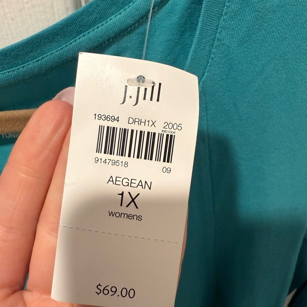 J. Jill Tunic Blouse Shirt Turquoise - Picture 3 of 5
